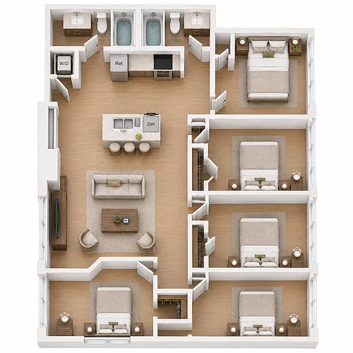Floor plan 5BR/2BA