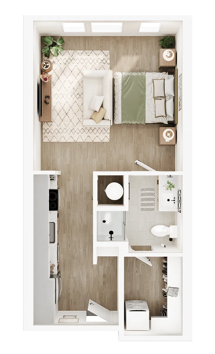 Floor plan SCOUT Studio One Bath (Work Force)