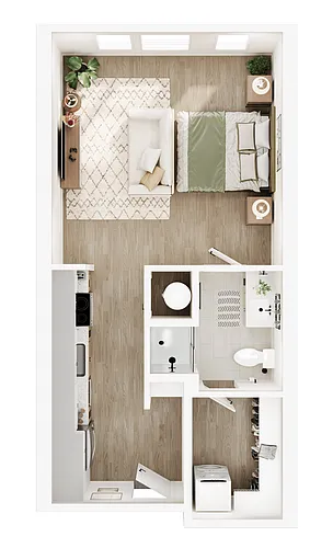 Floor plan ONE EYED PONY WF Studio One Bath (Work Force)