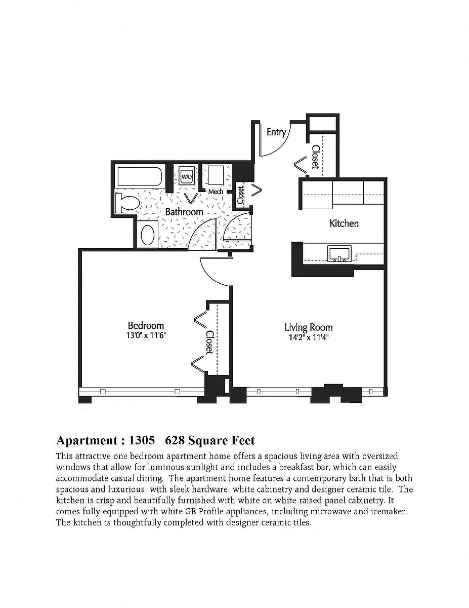 Floor plan 1Bed 1 Bath