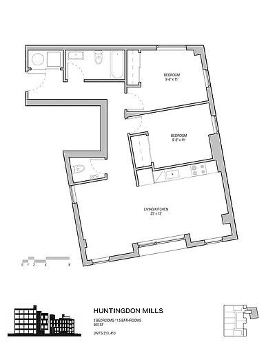 Floor plan 2 Bed | 1.5 Bath