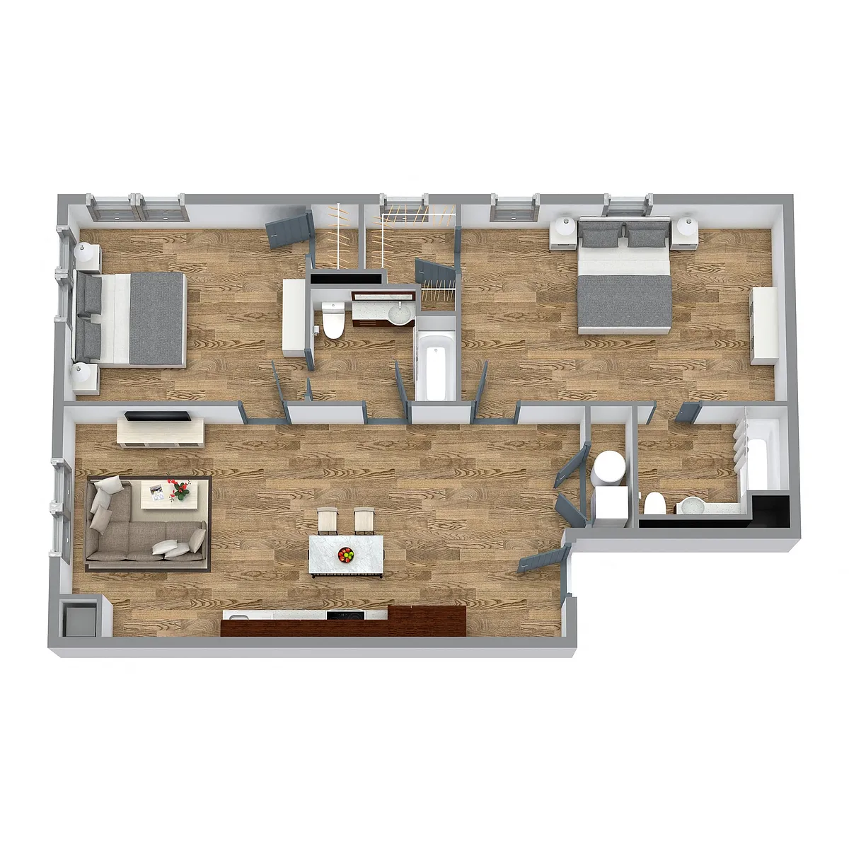Floor plan The 2 Bedroom 9 (Orange)