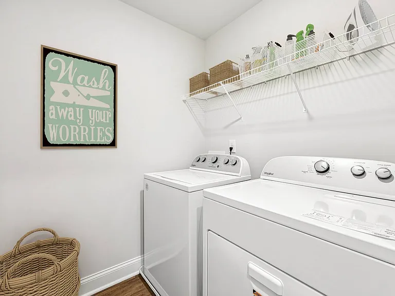 Full size washer and dryer in every home.