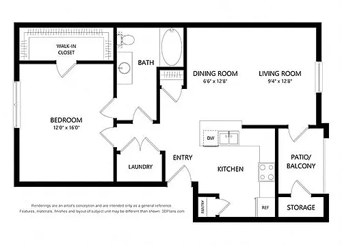 Floor plan One Bedroom Apartment