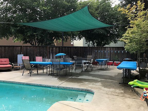 Outdoor patio and pool