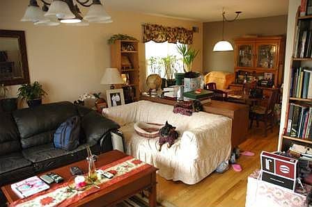 living room and dining area