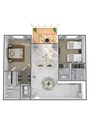 Floor plan B6R - Two Bedroom, Two Bathroom