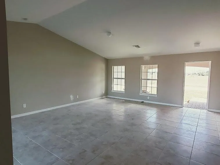 cathedral ceilings in living area