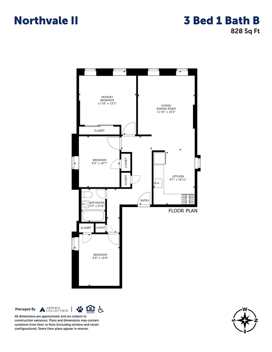 Floor plan 3 Bed 1 Bath B