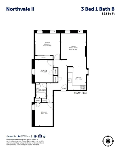 Floor plan 3 Bed 1 Bath B