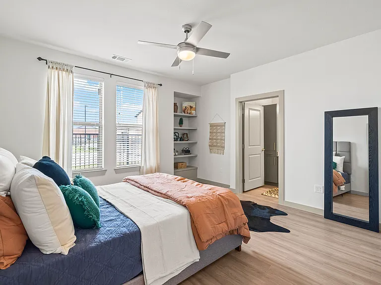 Bedroom with Built-in Shelves
