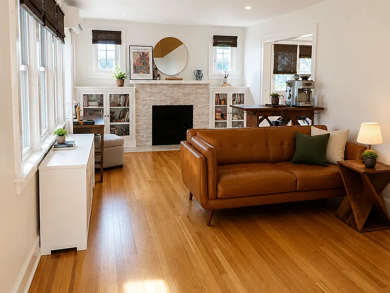Living Room, modern fireplace