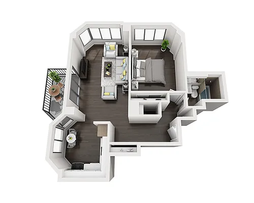 Floor plan One Bedroom A1V