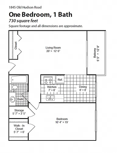 Floor plan Renovated 1 Bedroom