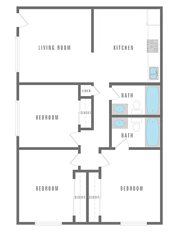 Floor plan 3 Bedroom 2 Bath