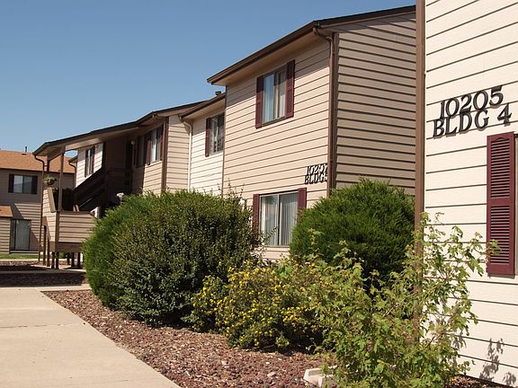 Most units have ground level entry and patio with storage shed.