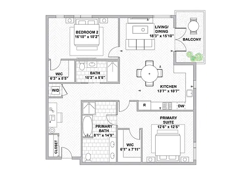 Floor plan B2a 2 Bed