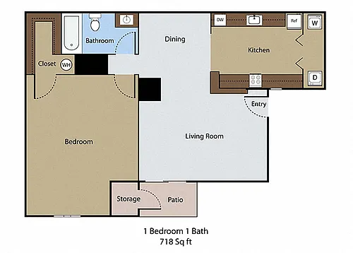 Floor plan 1 BR 1 BA