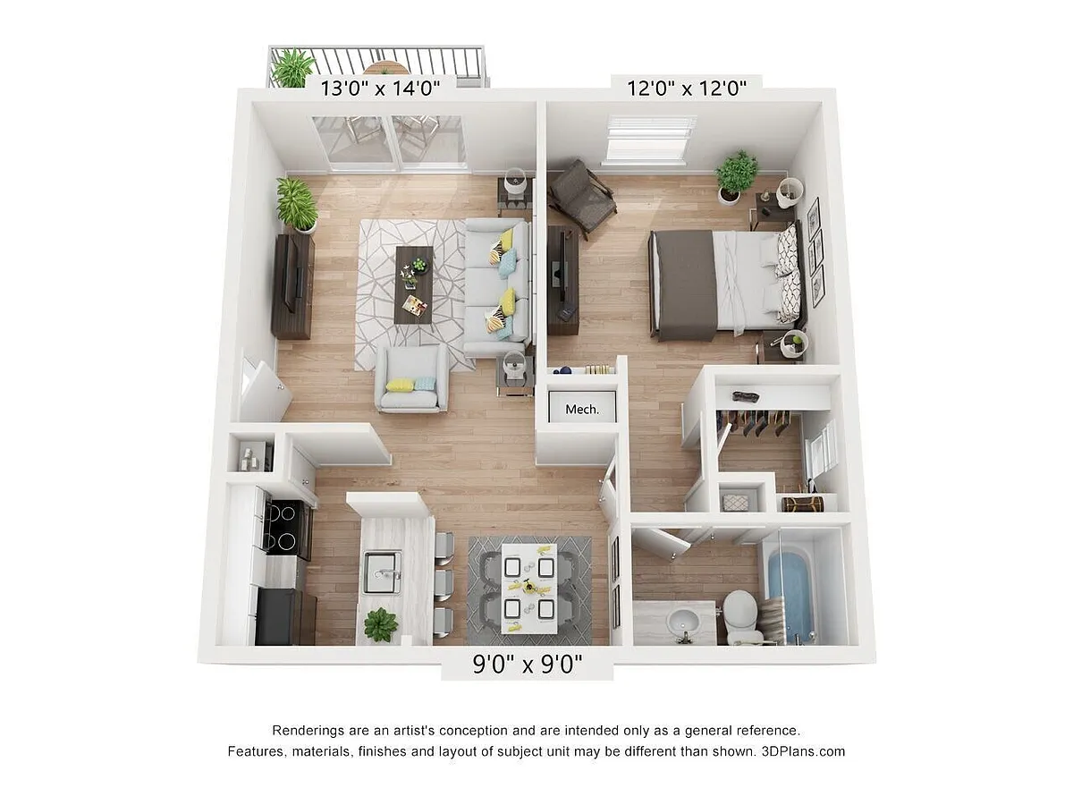 Floor plan 1x1B