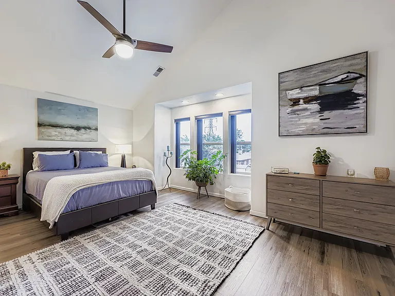 Master bedroom, with windows facing mountains