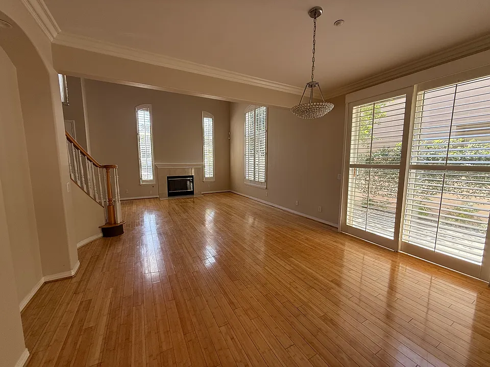 View of living & dining from kitchen doorway