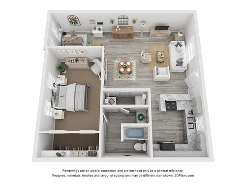 Floor plan 1x1G Luxury Rehab 800 sq ft