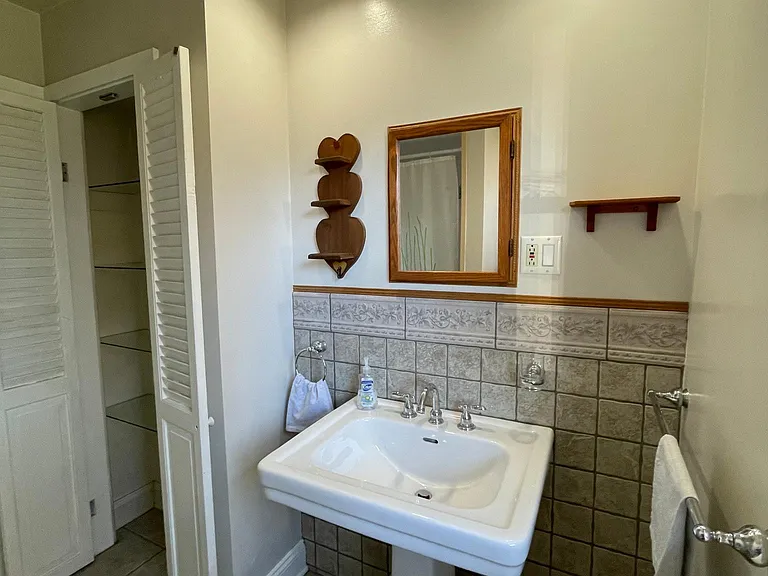 Large linen closet in bathroom