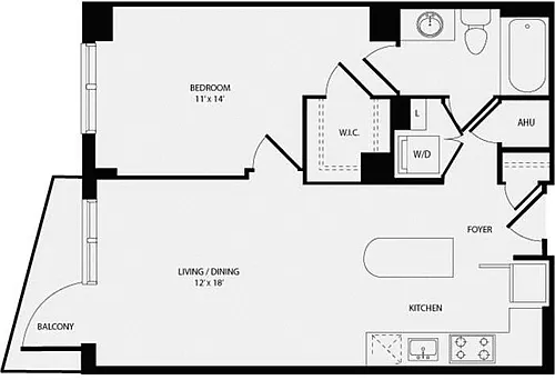 Floor plan 1 Bedroom D