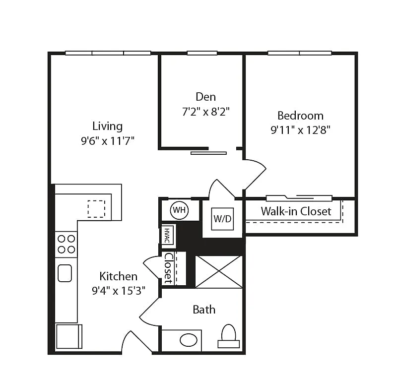 Floor plan 1 Bed/1 Bath-A25
