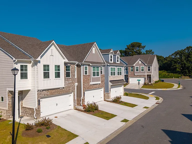 Overhead view of the home and its inviting surroundings.