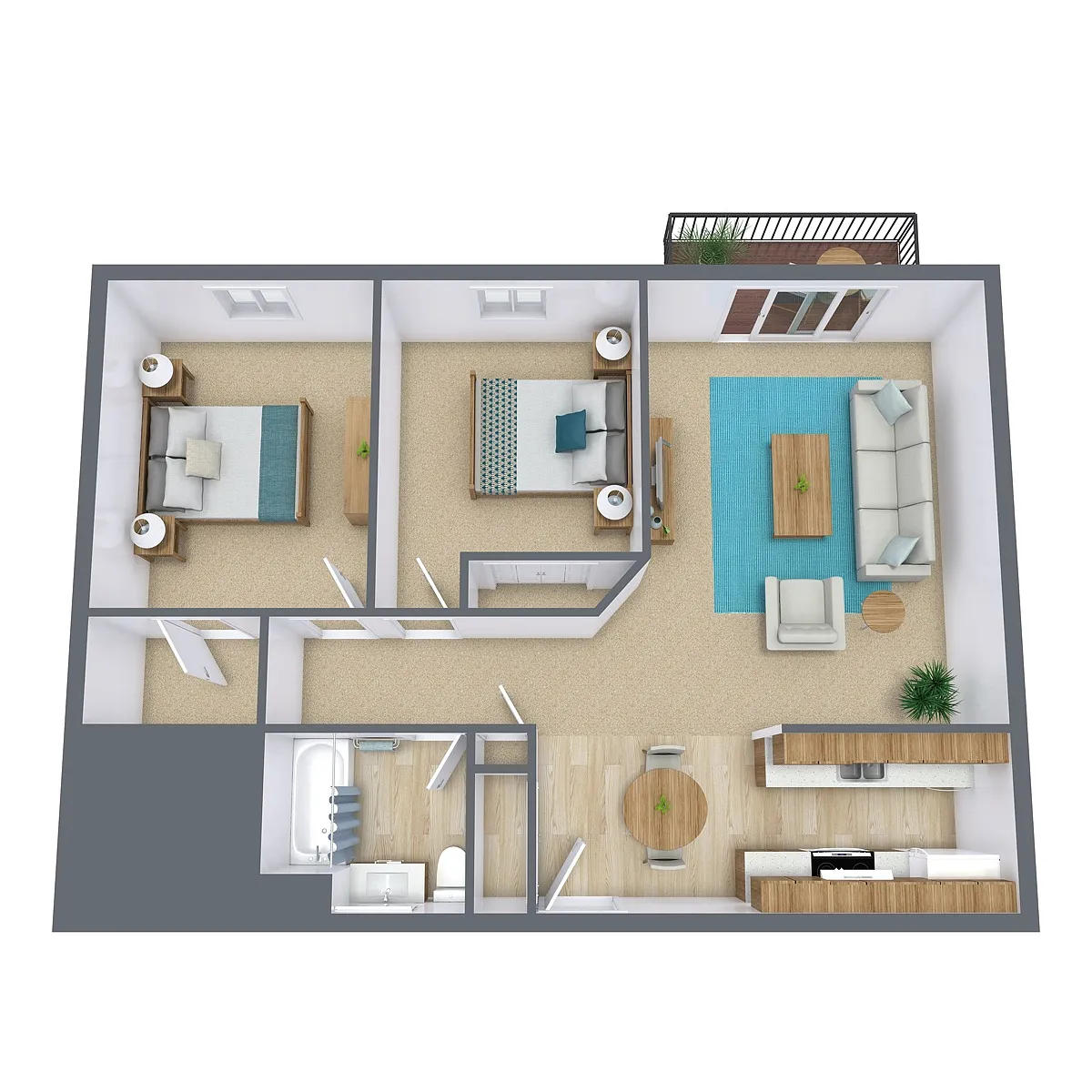 Floor plan Two Bedroom 21A