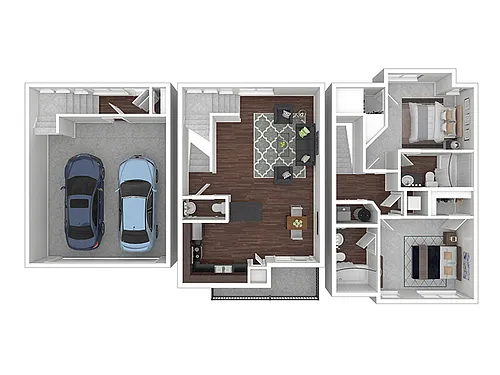 Floor plan 2 Bedroom with Garage