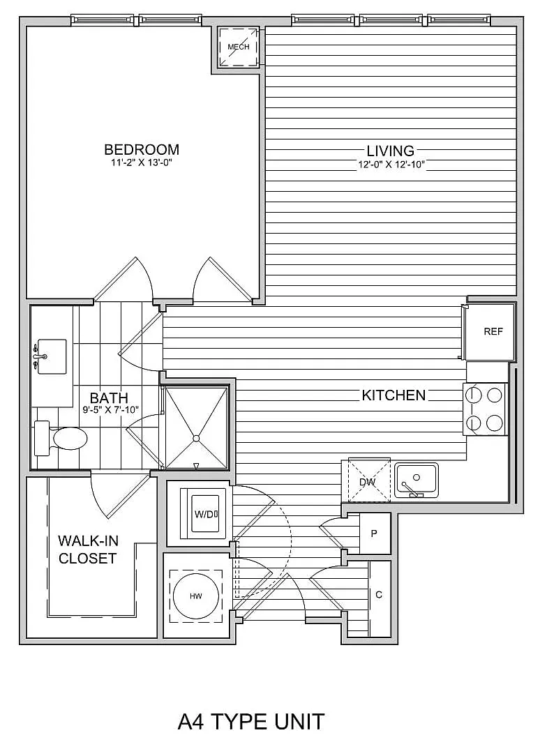 Floor plan 1 Bed/1 Bath-A4