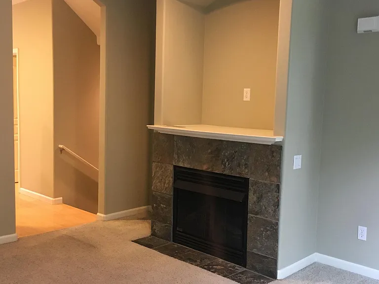 Living room with cozy gas fireplace.