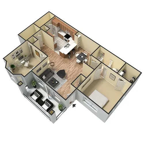 Floor plan Two-bedrooms Two-Baths