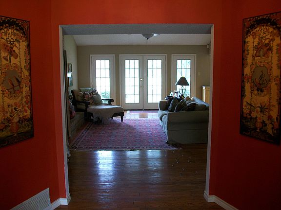 Entryway looking into living room