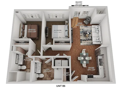 Floor plan Fish Lake (2 Bedroom)