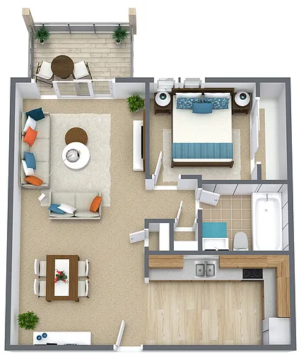 Floor plan 1BR 1BA