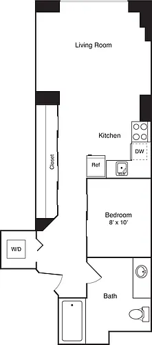 Floor plan Urban One Bedroom 609