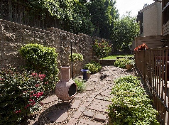 Landscaped courtyard and walk path