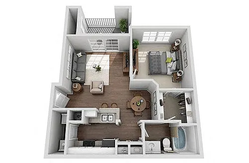 Floor plan Azalea 1 Bedroom 1 Bath Renovated