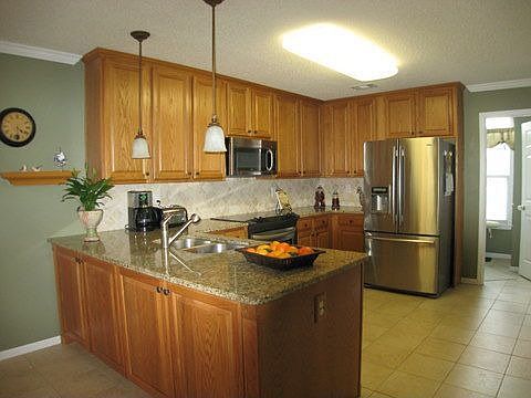 Kitchen has granite and stainless