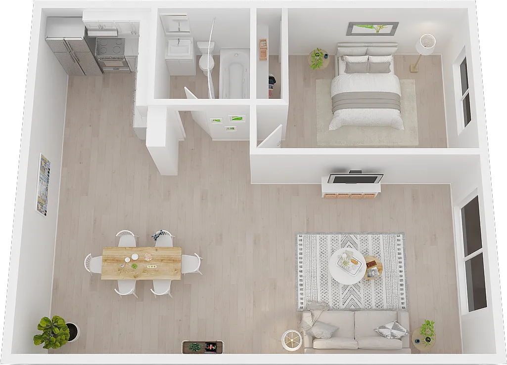 Floor plan 2BR/1BA-A