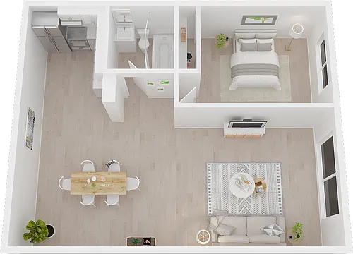 Floor plan 2BR/1BA-A