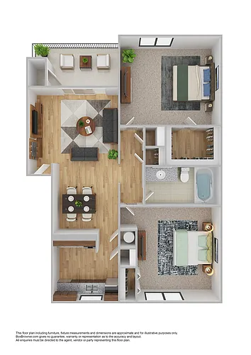 Floor plan 2 Bedroom 1 Bath