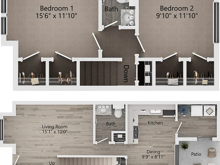 The Randolf, 2D Both Floors Unfurnished with Dimensions The Randolf, 2D Both Floors Unfurnished with Dimensions