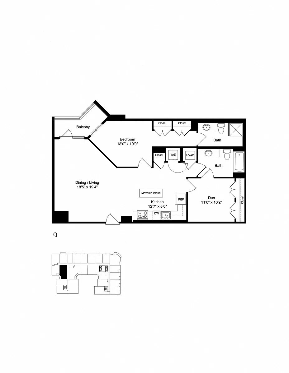Floor plan TWO BEDROOMS Q