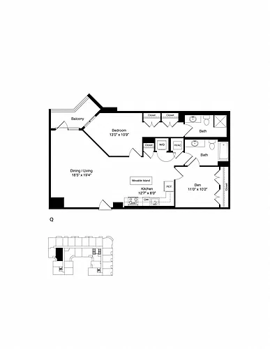 Floor plan TWO BEDROOMS Q