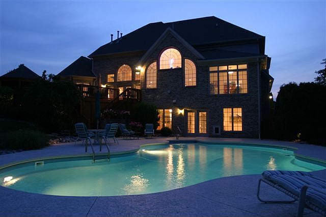 Moon light Rear View. Inground  Gym and Swim Pool