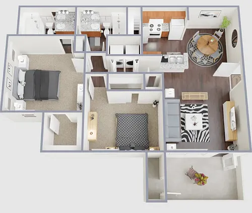 Floor plan B1 | 2 Bed | 2 Bath